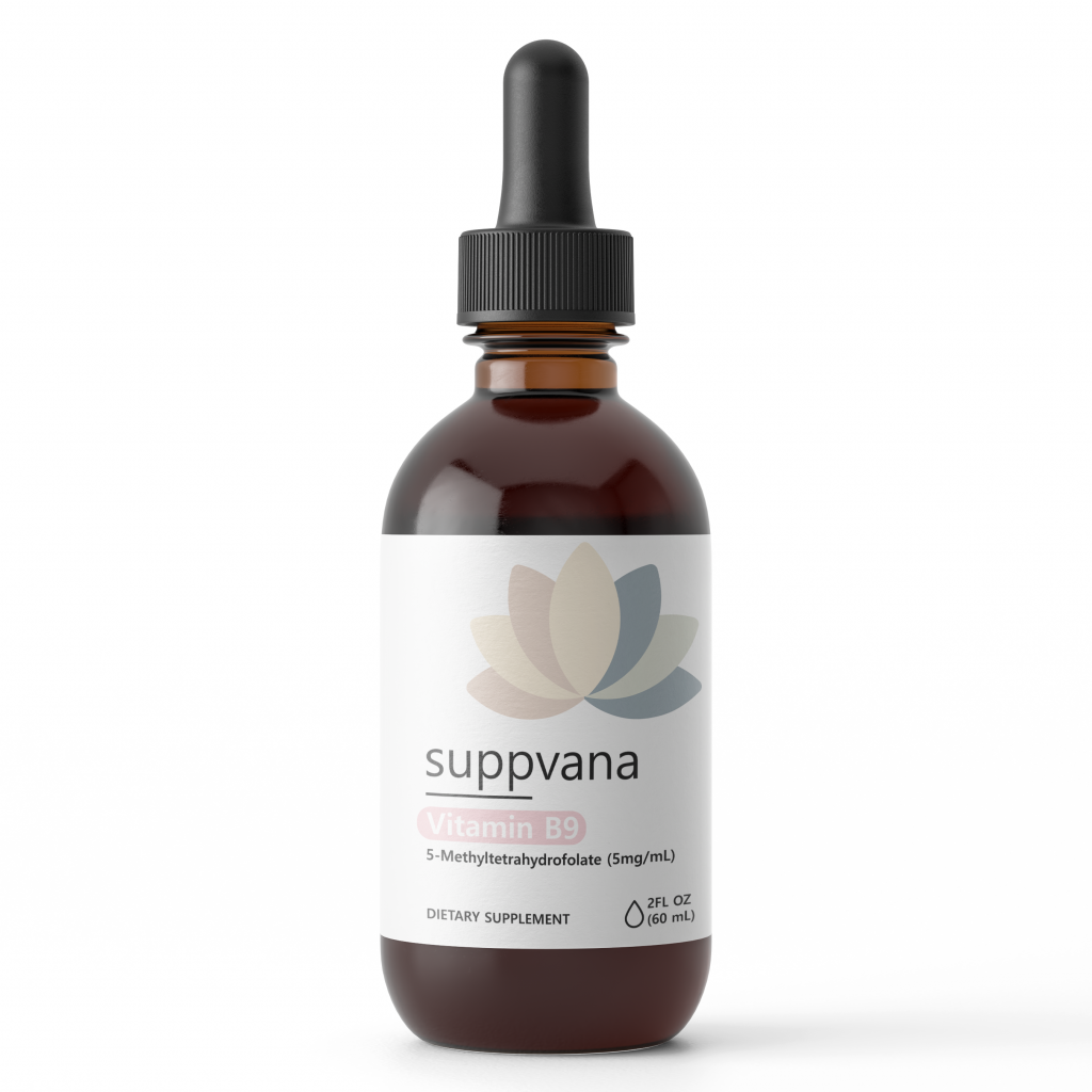 Vitamin B9 Folic Acid Liquid (5MTHF 5,000mcg, 60 servings) Suppvana